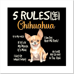 Funny Rules For Chihuahua Cute Dog Lovers Chihuahuas Owner Posters and Art